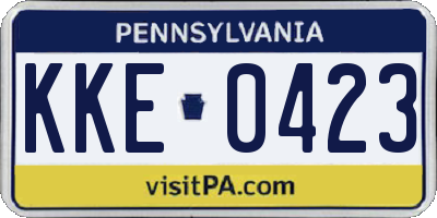 PA license plate KKE0423