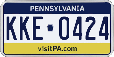PA license plate KKE0424
