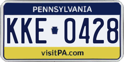 PA license plate KKE0428