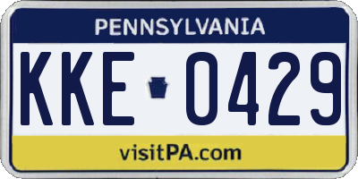 PA license plate KKE0429