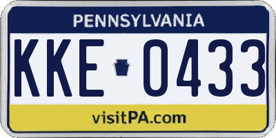 PA license plate KKE0433