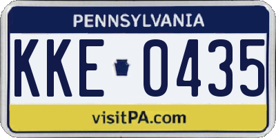 PA license plate KKE0435