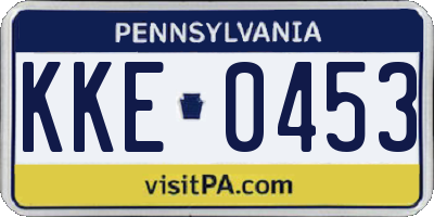 PA license plate KKE0453