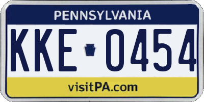 PA license plate KKE0454