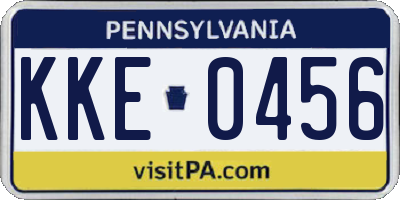 PA license plate KKE0456