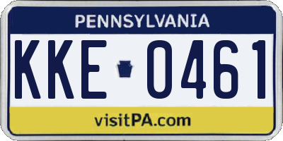 PA license plate KKE0461