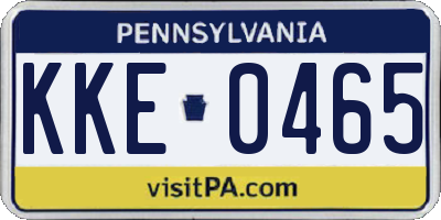 PA license plate KKE0465