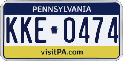 PA license plate KKE0474