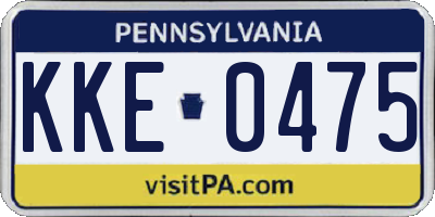 PA license plate KKE0475