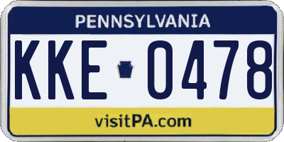 PA license plate KKE0478