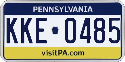 PA license plate KKE0485