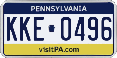 PA license plate KKE0496