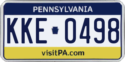 PA license plate KKE0498