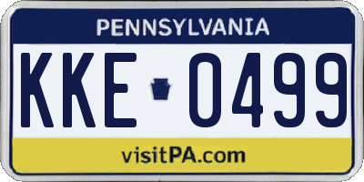 PA license plate KKE0499