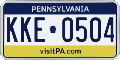 PA license plate KKE0504