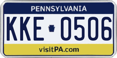 PA license plate KKE0506