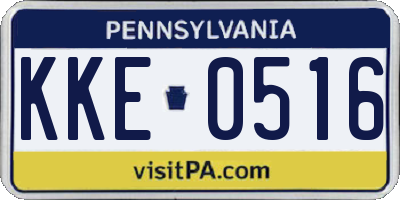 PA license plate KKE0516