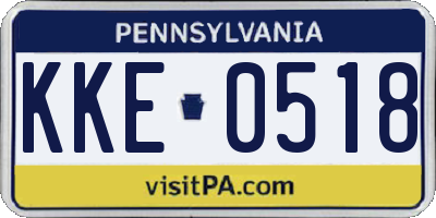 PA license plate KKE0518
