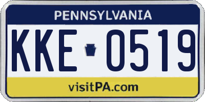 PA license plate KKE0519