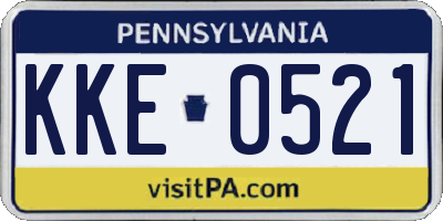 PA license plate KKE0521