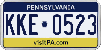 PA license plate KKE0523