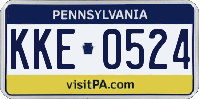 PA license plate KKE0524