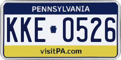 PA license plate KKE0526