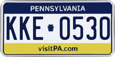 PA license plate KKE0530