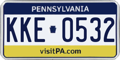 PA license plate KKE0532