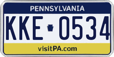 PA license plate KKE0534