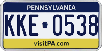 PA license plate KKE0538