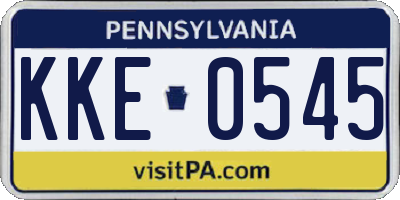 PA license plate KKE0545
