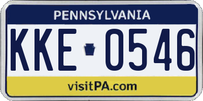 PA license plate KKE0546