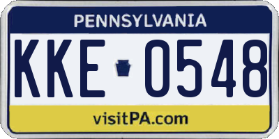 PA license plate KKE0548