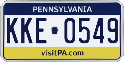 PA license plate KKE0549