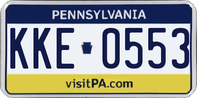 PA license plate KKE0553