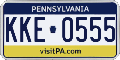 PA license plate KKE0555