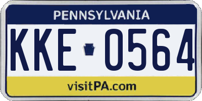 PA license plate KKE0564