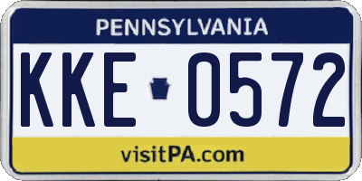 PA license plate KKE0572
