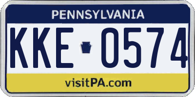 PA license plate KKE0574