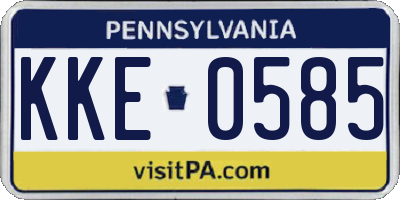 PA license plate KKE0585