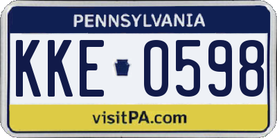 PA license plate KKE0598