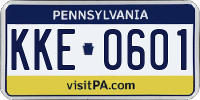 PA license plate KKE0601