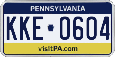 PA license plate KKE0604