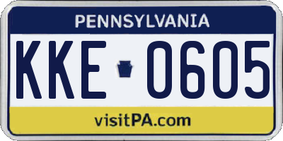 PA license plate KKE0605