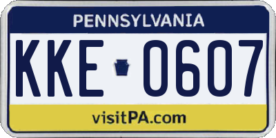 PA license plate KKE0607