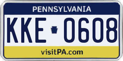 PA license plate KKE0608