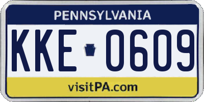 PA license plate KKE0609