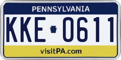 PA license plate KKE0611