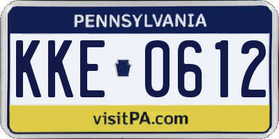 PA license plate KKE0612